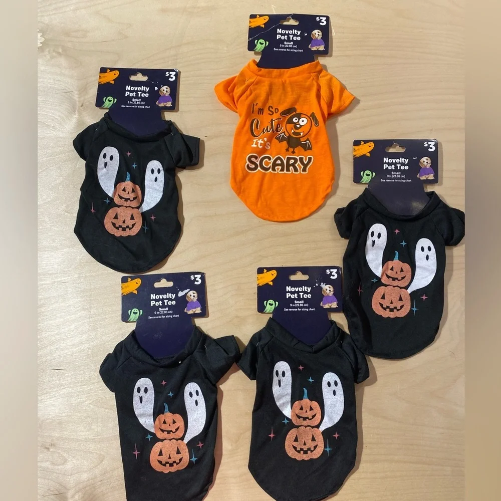 5 Halloween Pet Tees - Orange and Black Small 9 inches ( NL)